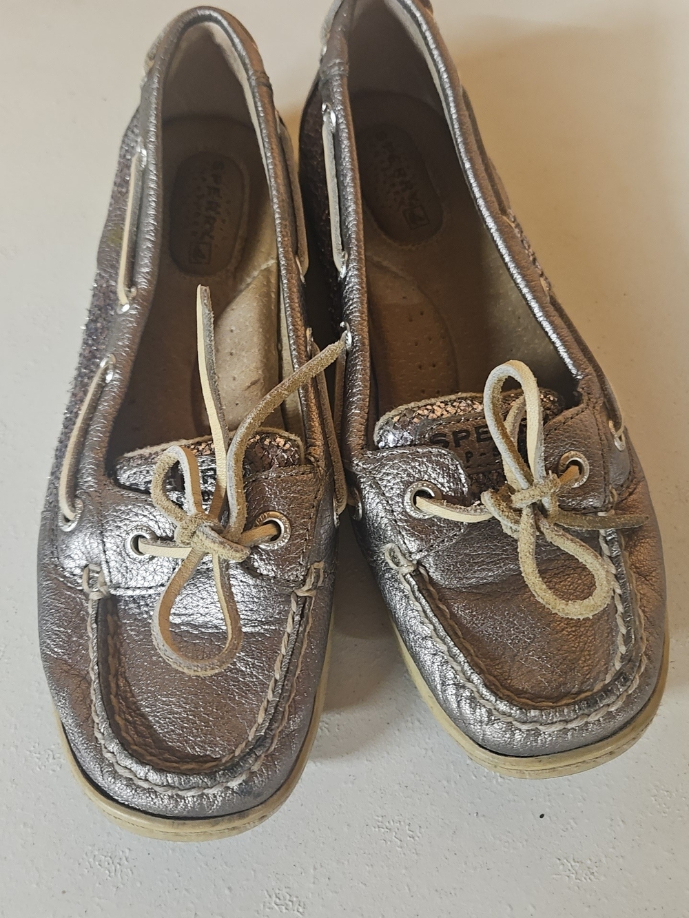 Sperry Metallic Rose-Teal Leather Boat Shoes